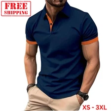 Men's Short Sleeve Color Polo Shirt Casual Summer Wear T-shirt Beach Tee Gift