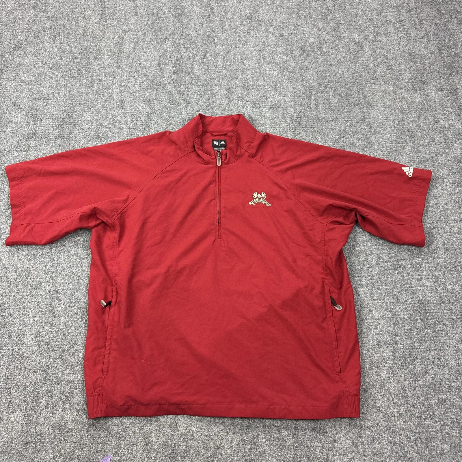 Adidas Jacket Mens Large Red Monroe Invitational 1/4 Zip Golf Windbreaker