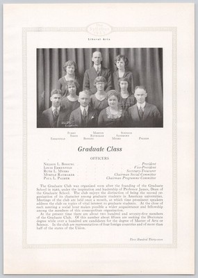 1923 Northwestern University Syllabus Original Page  Graduate Class Officers