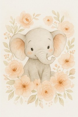 Nursery Art Print Baby Elephant   Animal Baby Shower Gift Unframed