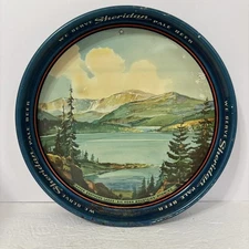Antique SHERIDAN Beer Tray Sheridan Pale Beer Wyoming Seven Brothers Lakes