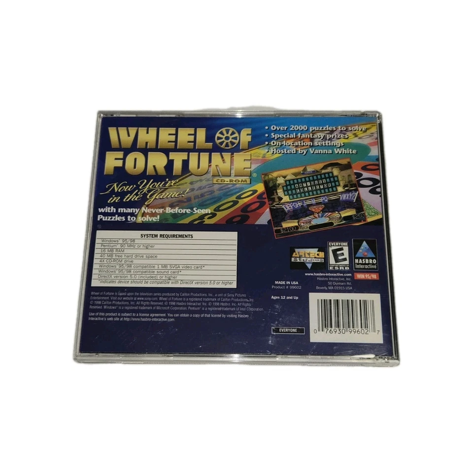 Wheel of Fortune PC CD-ROM Game 1998 Hasbro Interactive EUC - Image 2 of 3
