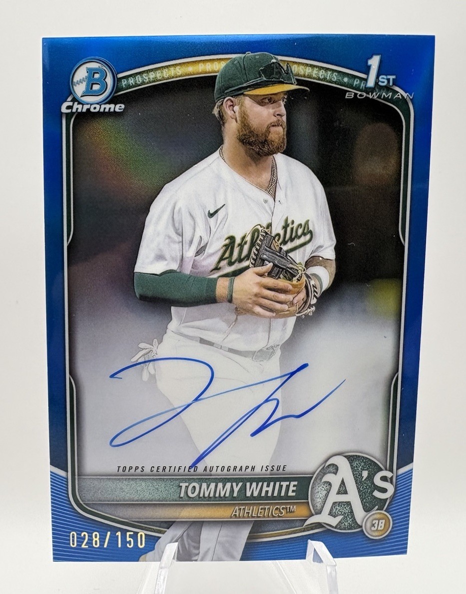 TOMMY WHITE 2025 Bowman Chrome 1st Prospect Auto TRUE BLUE REFRACTOR 028/150 🔷
