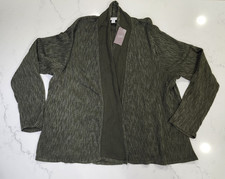 J.Jill Pure Jill Large Open Front Cardigan Peatmoss Green 100 Cotton NWT