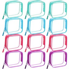 12 Pcs Clear Cosmetic Makeup Bags with Zipper Tsa Approved Toiletry Bag for T...