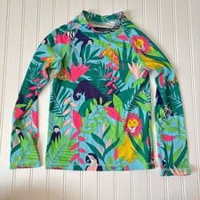 Mini Boden Kid's Neon Animal Print Rashguard Size 9-10 Years Beach Vacation