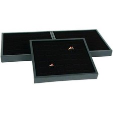 3 36 Slot Black Ring Display Tray 7 3/4" x 6 3/4"