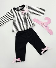 Emily Rose Doll - Black/White Bows 2 Pc Outfit - Shirt Pants - For 18" Doll