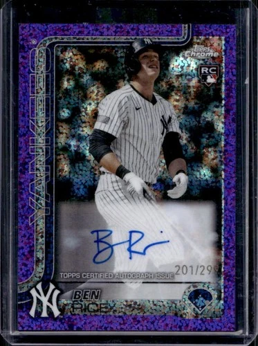 2025 Topps Chrome Ben Rice Rookie Auto RC Purple Speckle Refractor #/299 Yankees