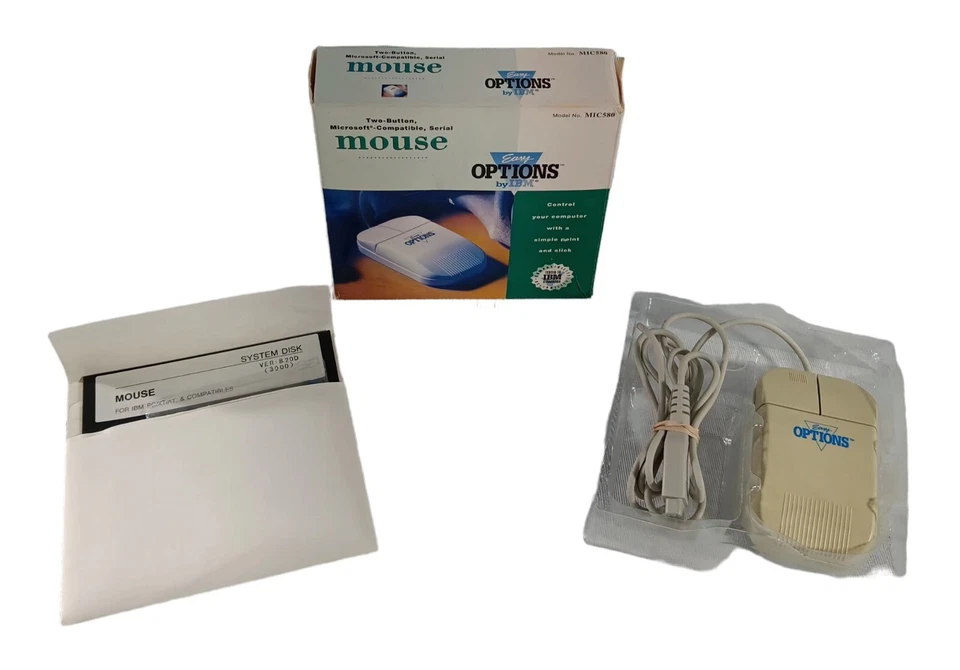 Easy Options By IBM 2-Button Serial Mouse # MIC580 PC Microsoft Compatible  - Image 2 of 4