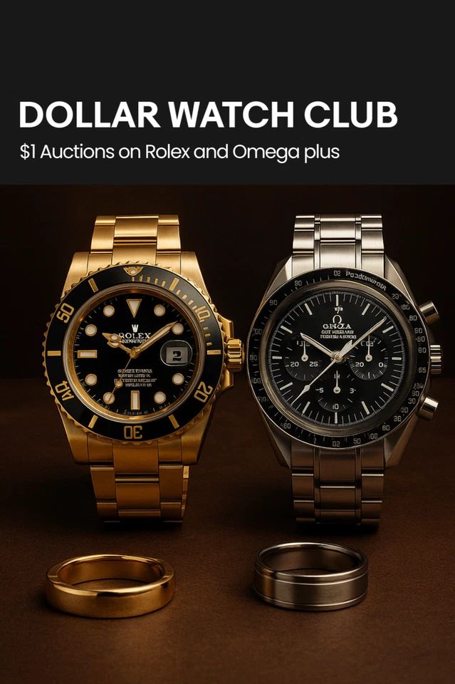 Dollar Watch Club: 99 Auctions on Rolex and Omega plus Wholesale Deals!