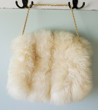 Vintage Dyed Tuscan Lamb Fur Made In Italy Beige Muff