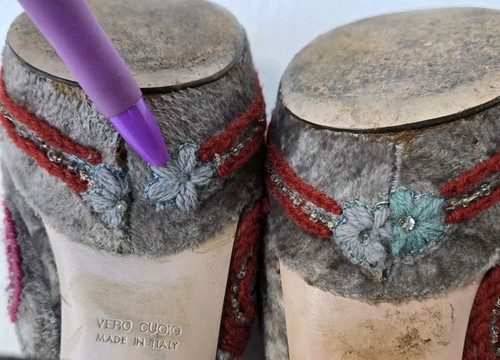 Zoccoli mules plateau paillettes ricamati velluto L'AUTRE Chose tacco 37 US 6,5 - Foto 16 di 16