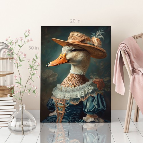 Graceful Duck as Human in Clothes Canvas Wall Art Picture Print Ready To Hang - Picture 2 of 7