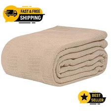Linteum Textile Hospital Thermal SNAGLESS Spread Blanket, 100% Cotton (74x100...