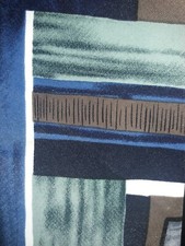 PURITAN GEOMETRIC SHAPES NAVY BLUE GREEN BROWN SILK NECKTIE MADE IN THE USA TIE