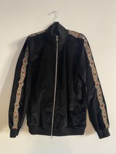 Velvet And Embroidered Sleeves Bomber Jacket