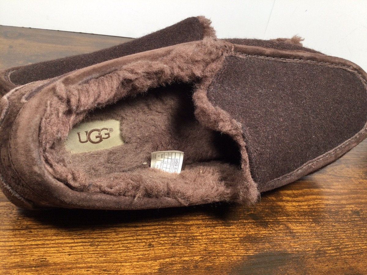 UGG Ascot Wool Lined Brown Moc Slippers Men