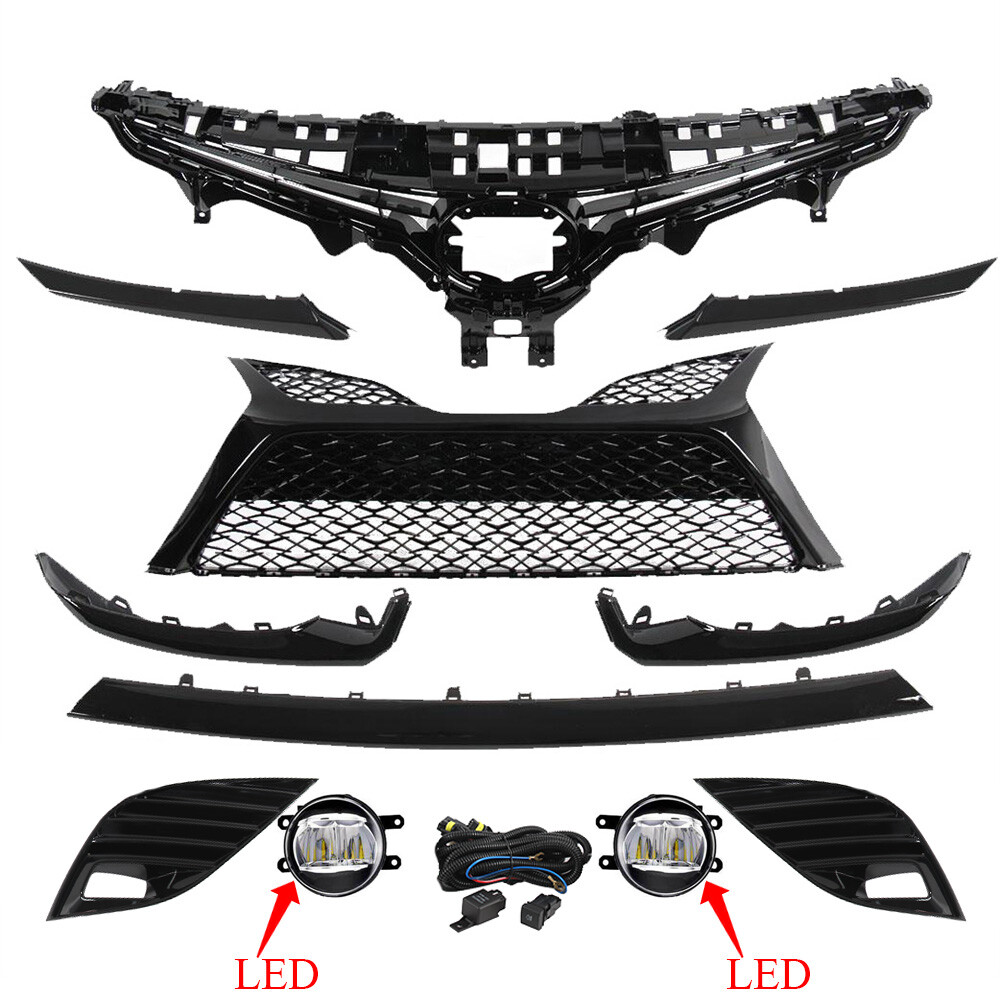 11pcs Front Grille Lower Molding Foglights Set For Toyota Camry SE 2018 - 2020