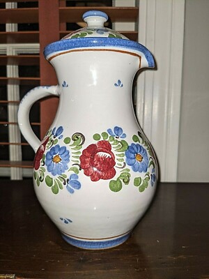 2 Vintage J. Graf Stoob Pottery Pitcher  Austria 9''
