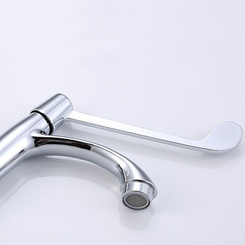 Arm Touch Medical Faucet 7.4"Long Handle Spout Single Hole Brass Basin Cold Tap - Picture 5 of 6