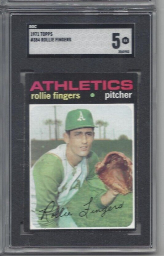 * 1971 Topps baseball card 384 Rollie Fingers Oakland A's graded SGC 5