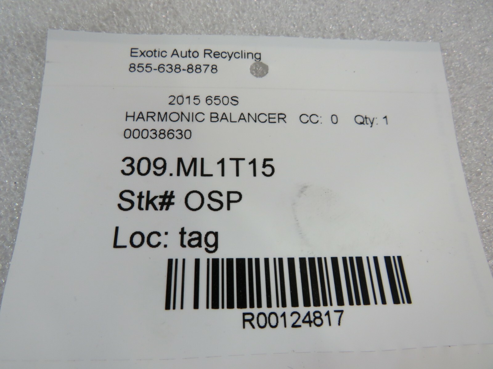 Mclaren 650S, Harmonic Balancer, Used, P/N 00055964