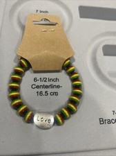 Beaded Marley Rasta Reggae Punk Hiphop Stretch Unisex Bracelet Jamaican Small