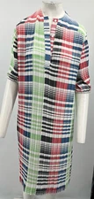 JW Anderson Pleated Printed Button-Front 3/4 Sleeve Shift Dress sz S