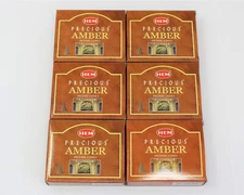 PRECIOUS AMBER Incense Cones: Bulk Lot of 6 Packs of 10 Cone = 60 Cones HEM