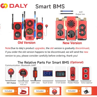 Daly BMS 4S-16S 100A-250A LiFePo4 Akku Pack Smart BMS w/Balance&Bluetooth Module