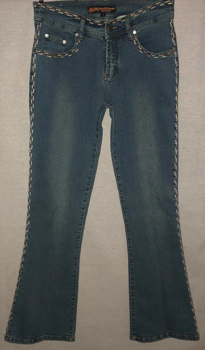 H2H Hot 2 Handle Denim Colored Boot Cut Jeans With Cream Stitch