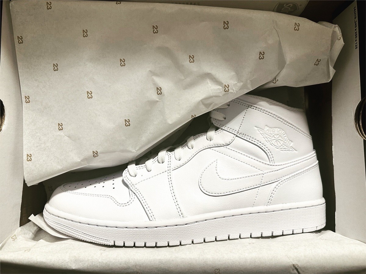 Size 12 - Jordan 1 Mid Triple White for sale online | eBay