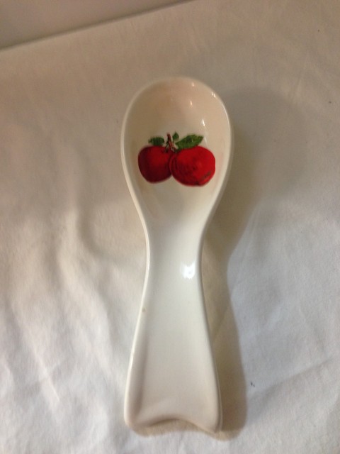 Ceramic Spoon Rest White with Apple Pattern | eBay
