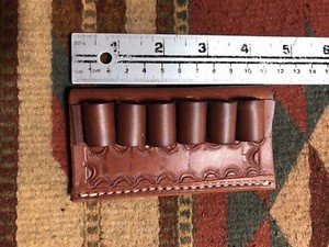 Cartridge Belt Slide Leather Holder 6 Rounds 357 Magnum Caliber Bullet