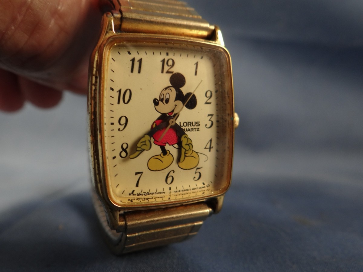 Vintage Seiko Lorus Mickey Mouse Watch V515-5000 Square Face Glove
