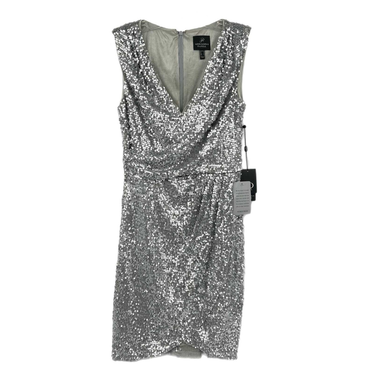 adrianna papell silver sequin dress Adrianna Papell Silver Sequin Mini Dress | Versatile for Any Season