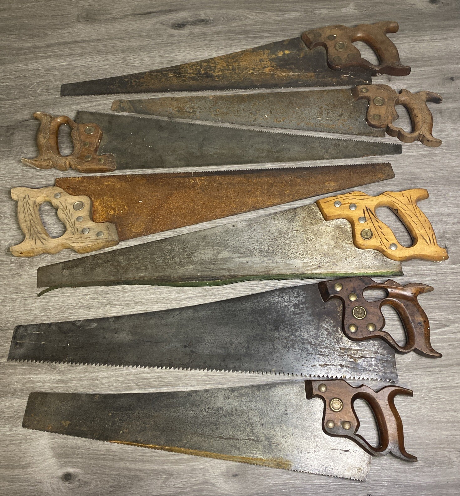 VINTAGE HAND SAW LOT 7 Handsaws Most Disston Brand 1 simonds hand
