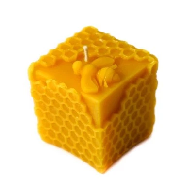 Würfelkerze 100% Bienenwachs handarbeit Motivkerze Würfel Wabe Biene Qualität - Bild 1 von 2