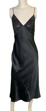 Victorias Secret Long Nightgown Black Slip Dress Sequin Bust Satin S/P NWT Lux