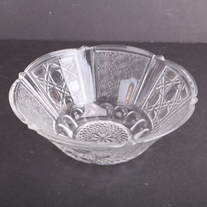 Clear Glass Bowl Hobstar Sunburst Pattern
