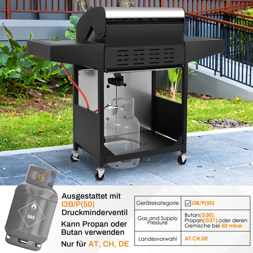 Gasgrill Edelstahl 3+1 Brenner Standgrill Grillwagen BBQ Grillstation Griller DE - Bild 3 von 11