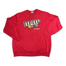 M&Ms Y2K Retro Men's Red Pullover Sweatshirt  Chocolate Candies Size Large Faded