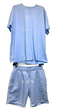 Loose Fit T-Shirt  Short Set Powder Blue 2 Piece Men's Size L Man Boohoo