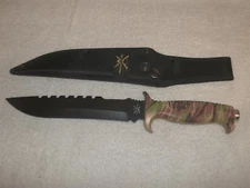 Jungle Camouflage II Bowie 13.5 Inch Hunting Knife With Nylon Sheath