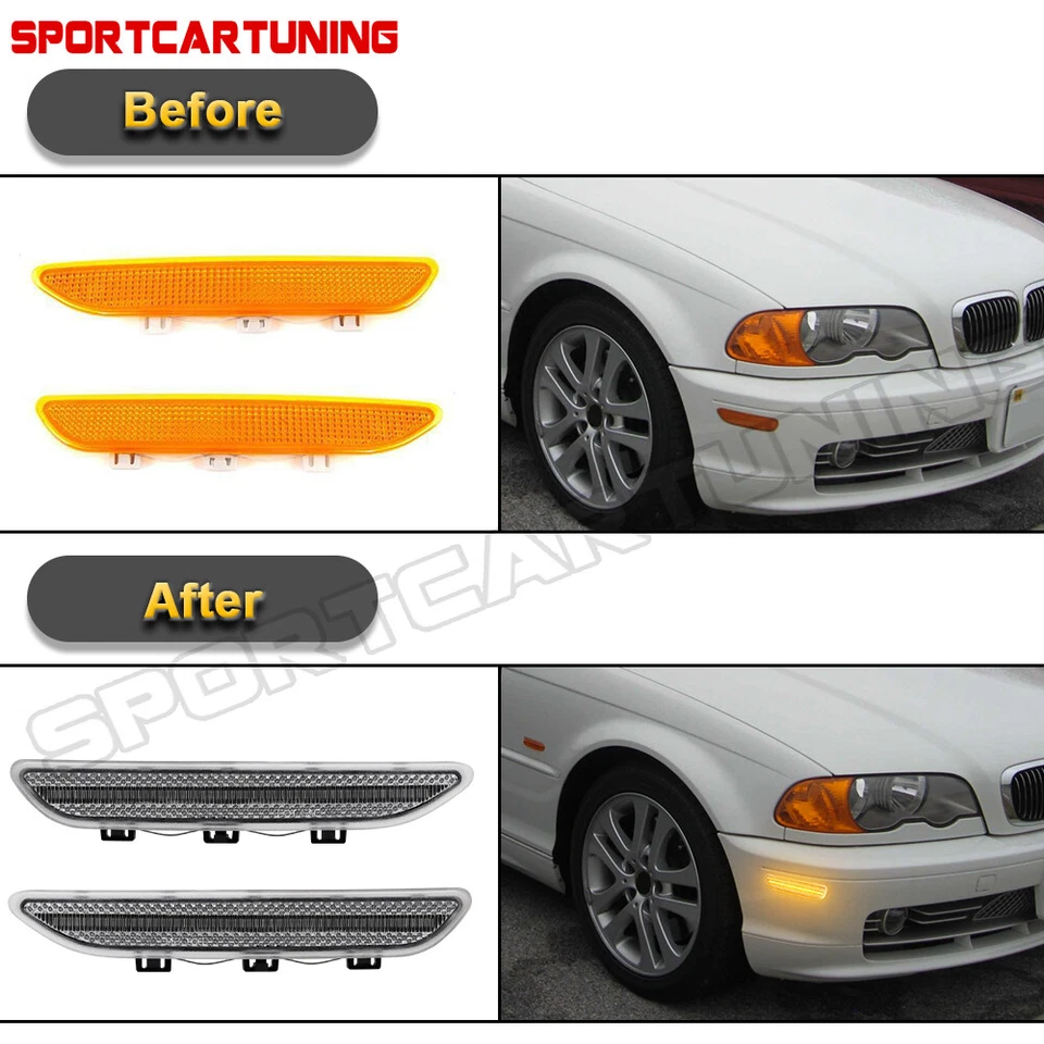 For BMW 3 Series E46 Coupe Convertible 2004-06 LED Front Bumper Reflector Light Foto 4 de 4