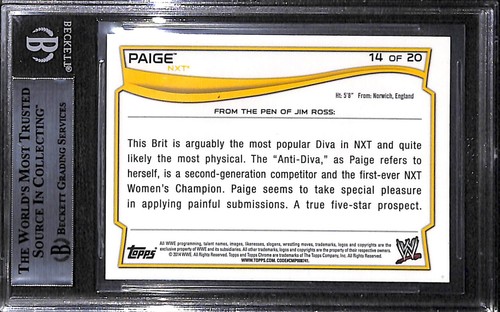 PAIGE AUTO'D SIGNED 2014 TOPPS WWE CHROME NXT PROSPECTS RC CARD 14 BAS COA - Picture 4 of 4