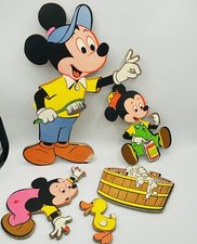 Vintage Disney Baby Mickey Mouse Bath Tub Hanging Wall Decor 5 Pc Set Kids