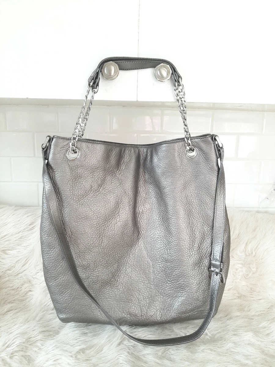 Michael kors silver metallic shop tote bag