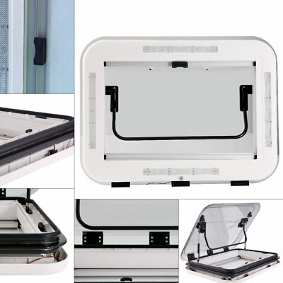 700*500mm RV Caravan Roof Window Hatch W/LED Light Skylight Roof Vent Hatch